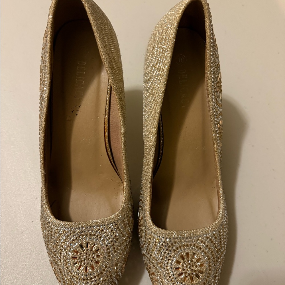 Delicacy Sparkling Gold Heels
